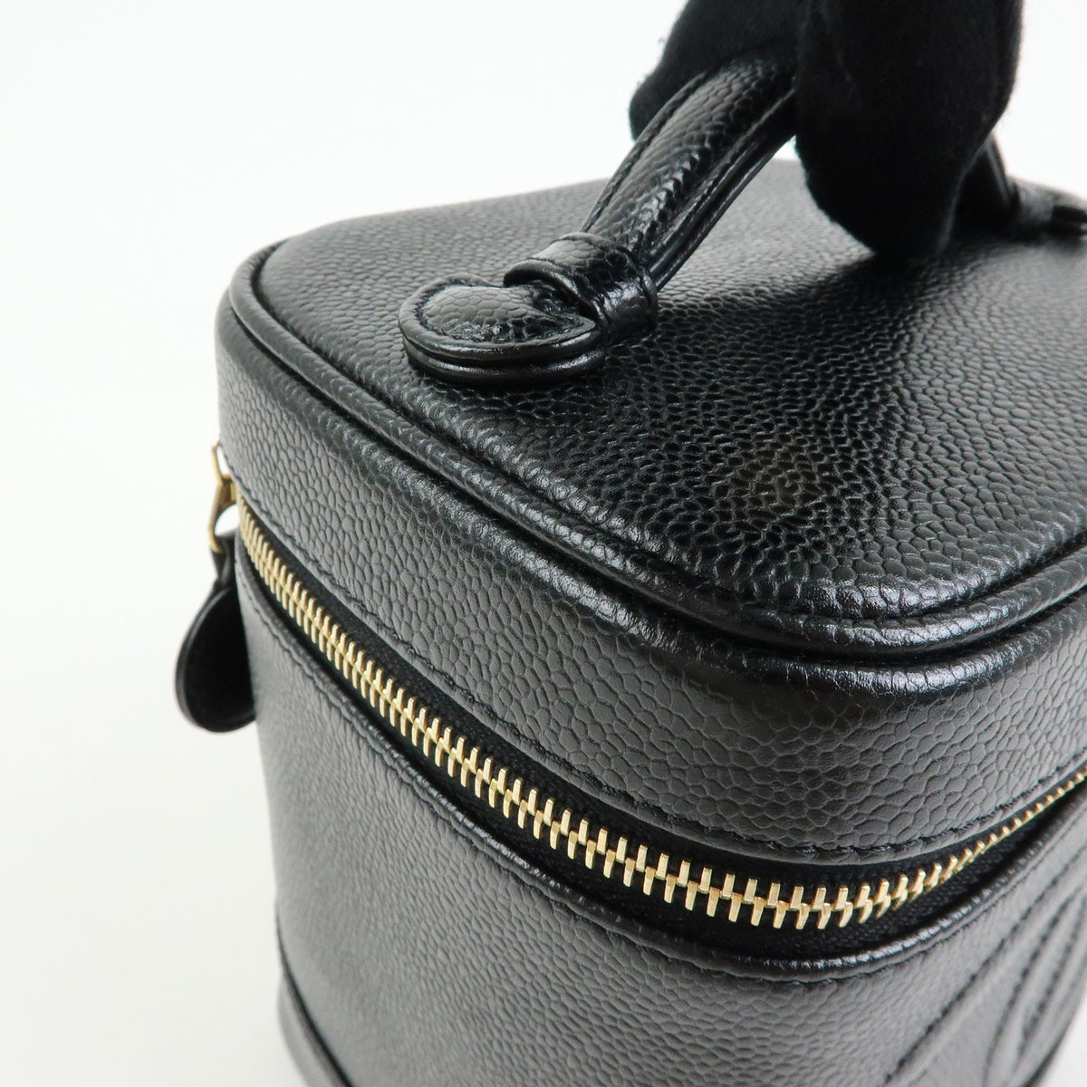 CHANEL COCO Mark Caviarskin Vanity Bag Hand Bag Black A01998