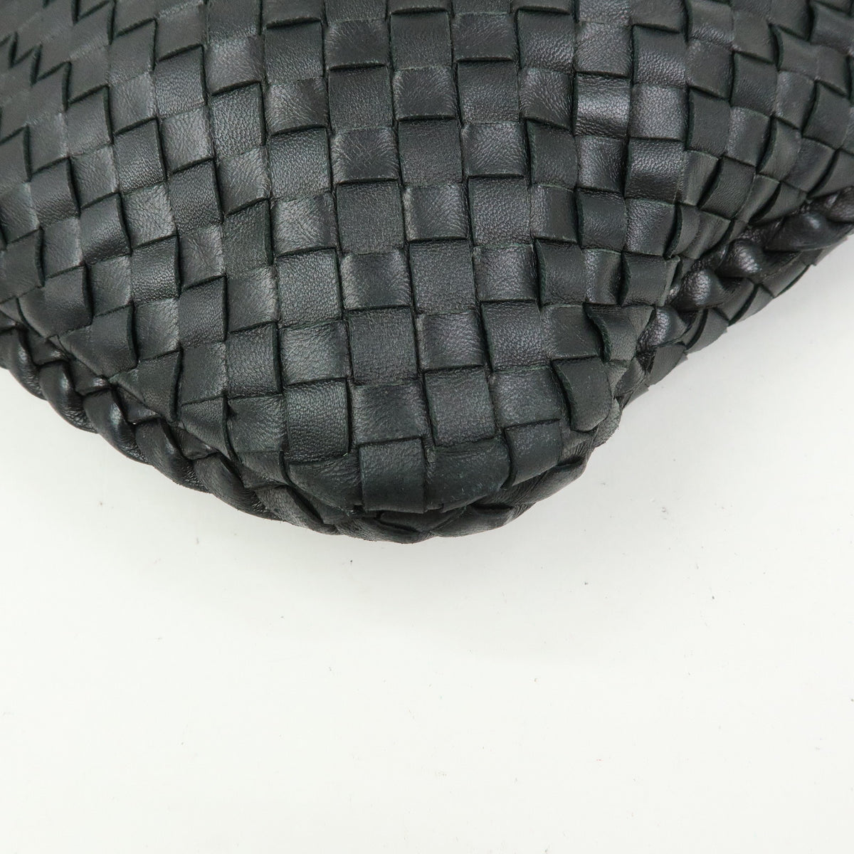 BOTTEGA VENETA Hobo Intrecciato Leather Shoulder Bag Black 115653