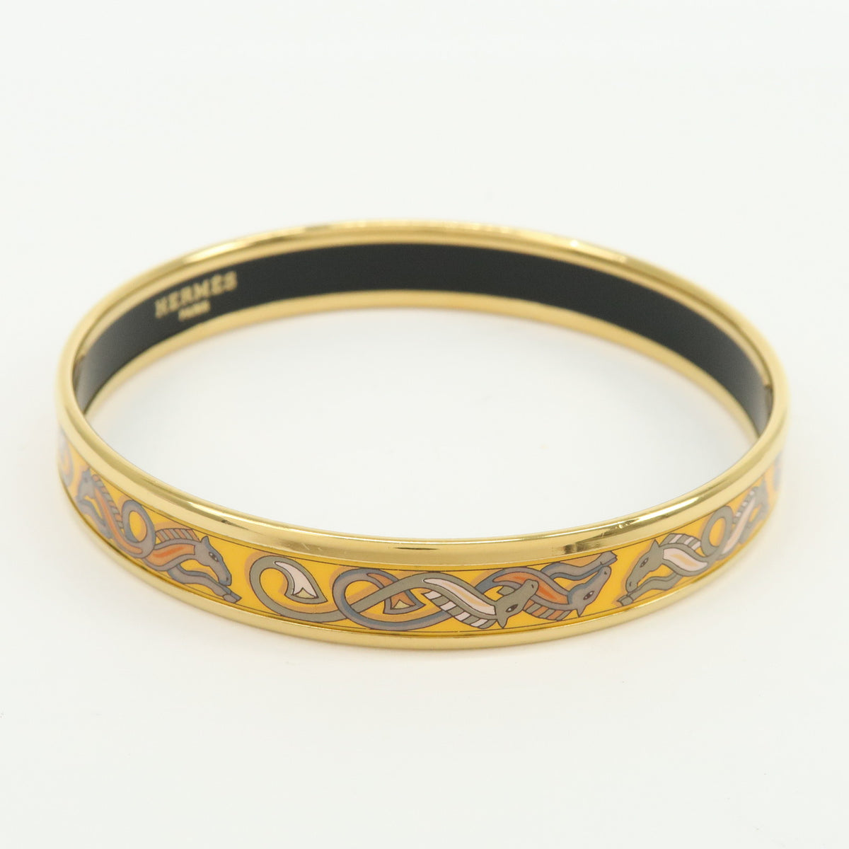 HERMES Email PM Gold Plated Bracelet Bangle Yellow Gold