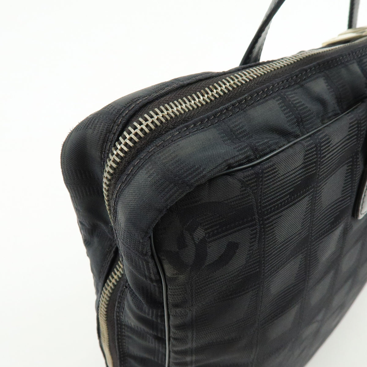 CHANEL New Travel Line Nylon Leather Briefcase Hand Bag Black A15974