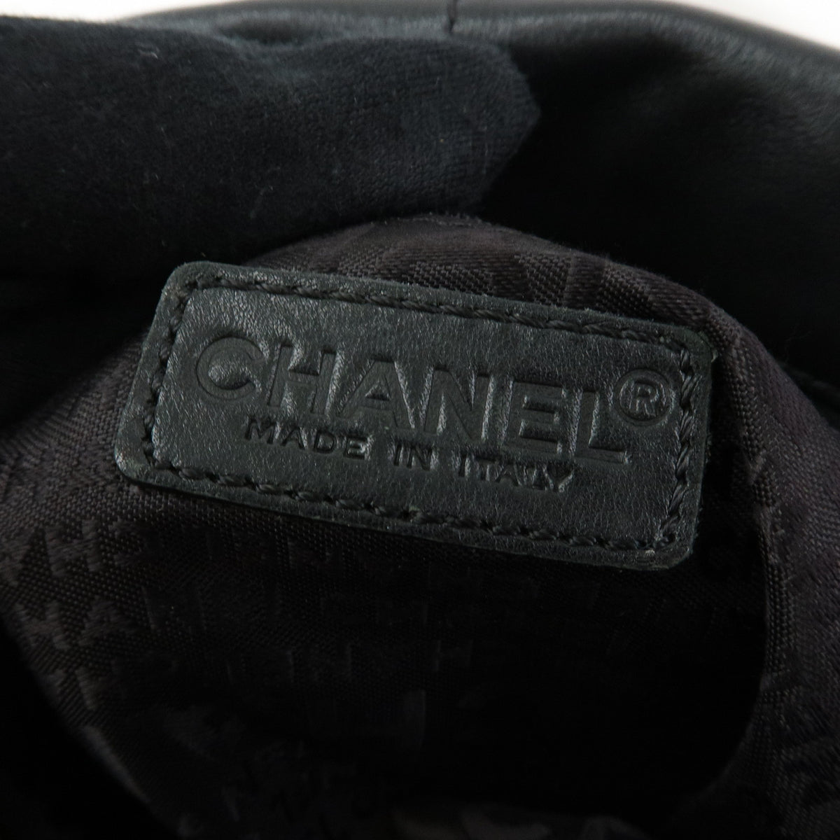 CHANEL Chocolate Bar Lamb Skin Mini Boston Bag Hand Bag Black A19989