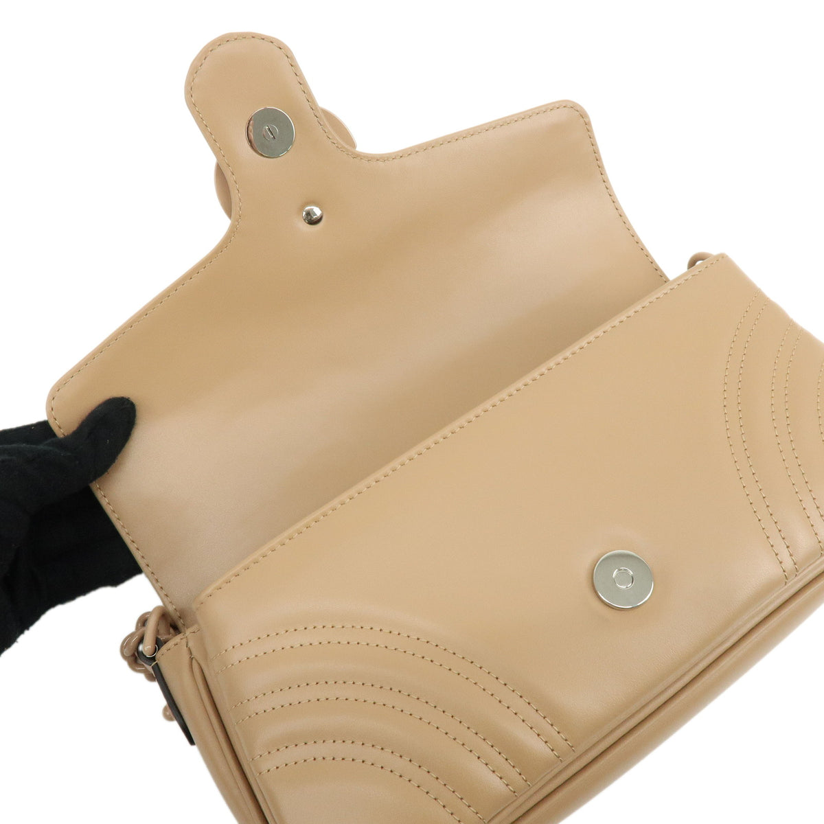 GUCCI GG Marmont Leather Chain Shoulder Bag Beige 826098
