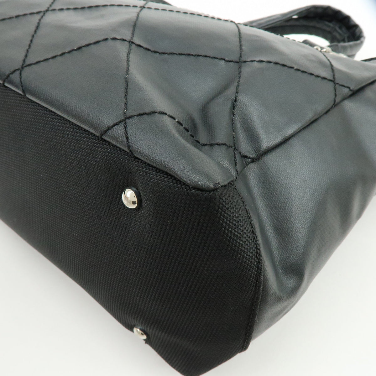 CHANEL Paris Biarritz MM PVC Leather Tote Bag Hand Bag Black A34209