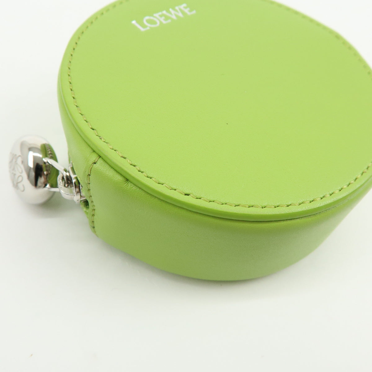 LOEWE Calf Leather Pebble Cookie Key Holder Pouch Coin Case Green
