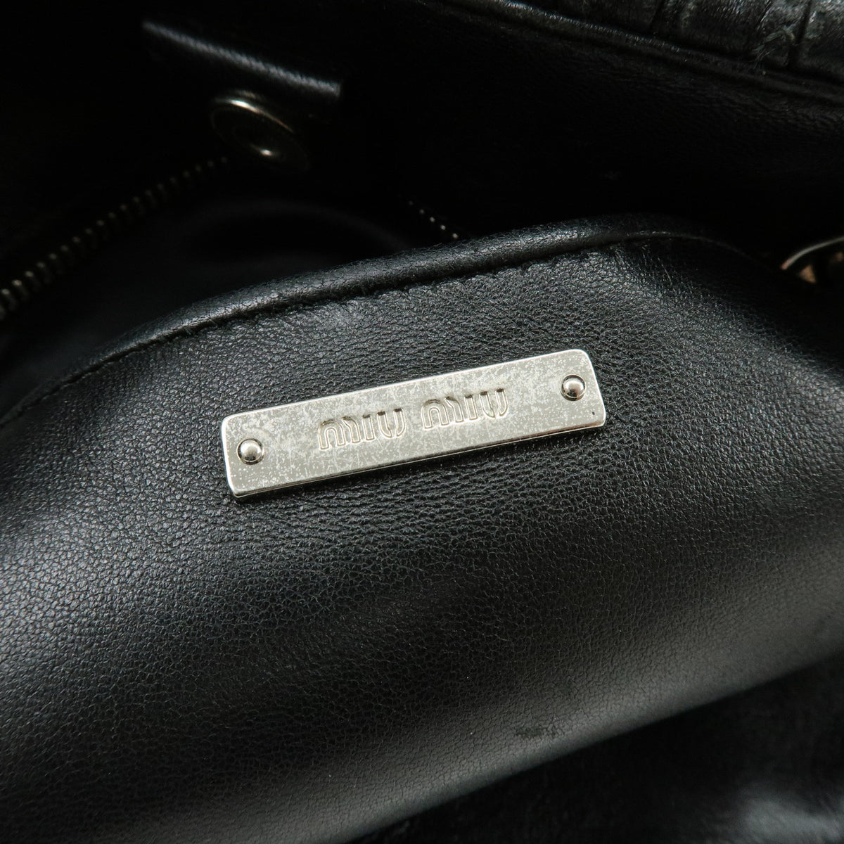 MIU MIU Matelasse Leataher 2Way Bag Hand Bag Shoulder Bag Black