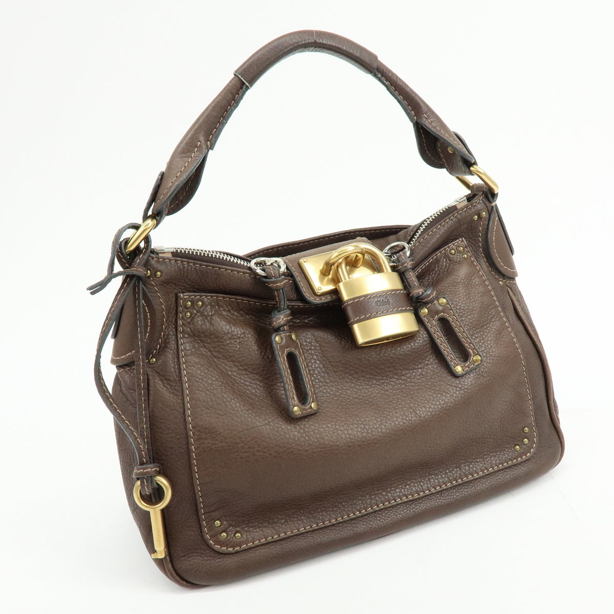 Chloe Paddington Leather Shoulder Bag Hand Bag Dark Brown