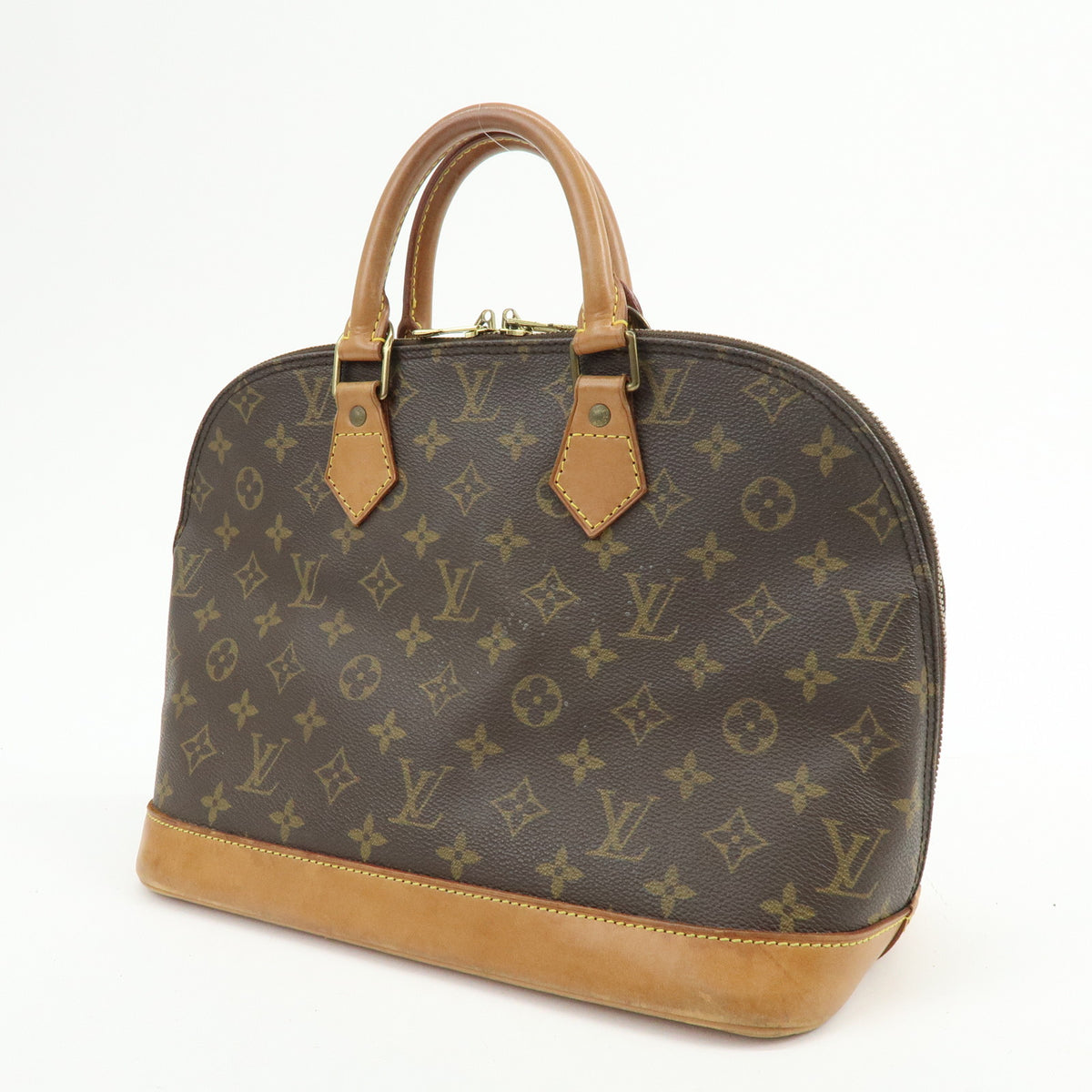 Louis Vuitton Monogram Alma Canvas Leather Hand Bag Brown M51130