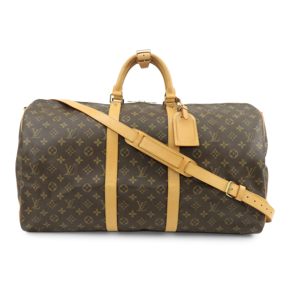 Louis Vuitton Monogram Keep All Bandouliere 55 Boston Bag Brown M41414