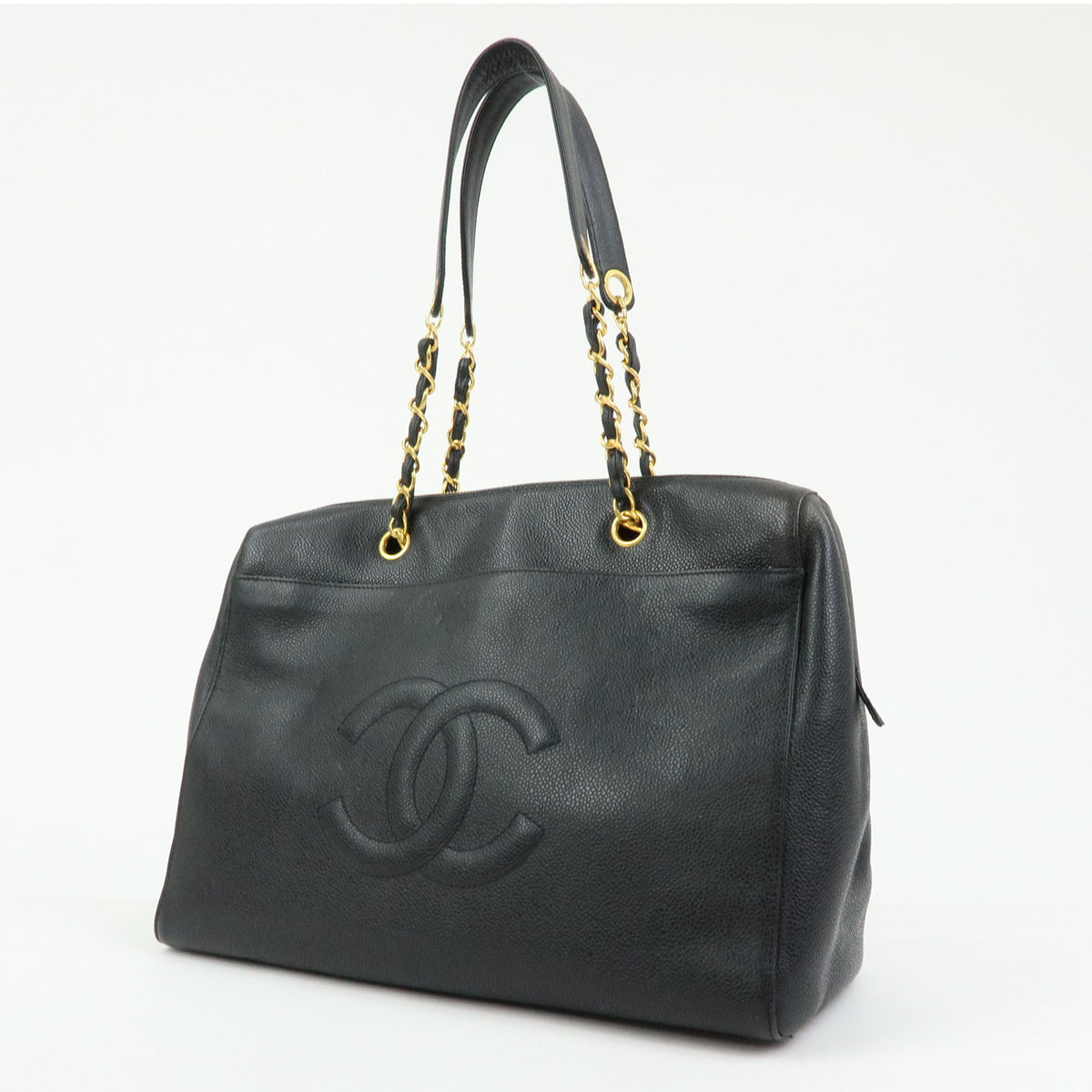 CHANEL COCO Mark Caviarskin Chain Shoulder Bag Tote Bag Black A10492