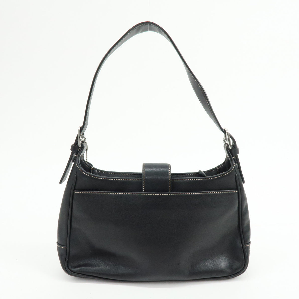 COACH Logo Leather Shoulder Bag Hand Bag Black 7789