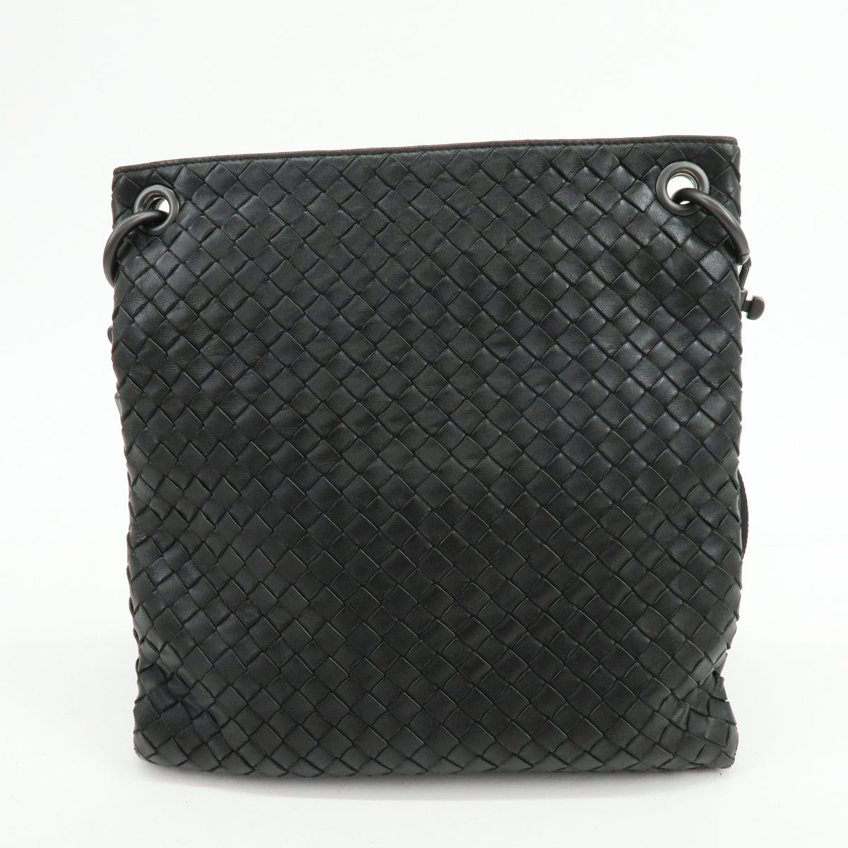 BOTTEGA VENETA Intrecciato Canvas Leather Shoulder Bag Black 172736
