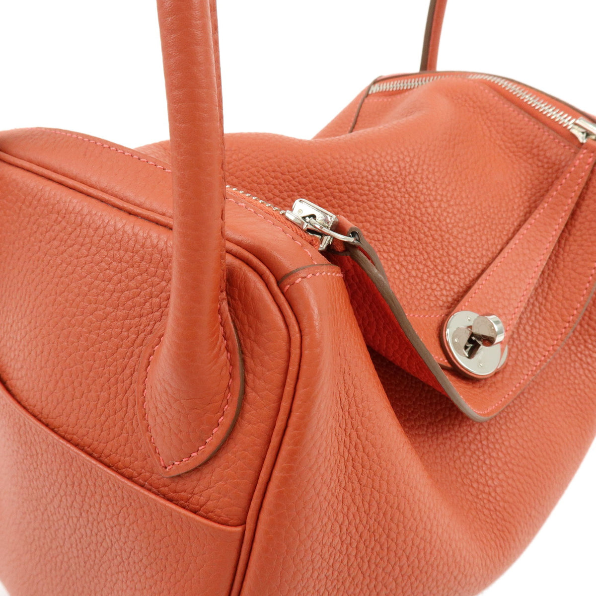 HERMES Lindy 30 Taurillon Clemence 2Way Bag □R Stamped Rouge Pivoine