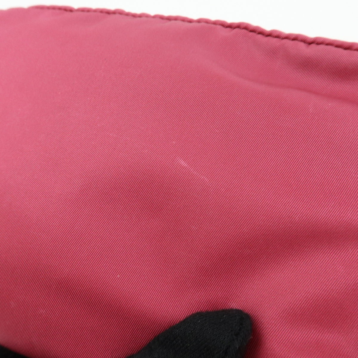 PRADA Triangle Logo Nylon Saffiano Leather Cosmetic Pouch Pink 1N0340