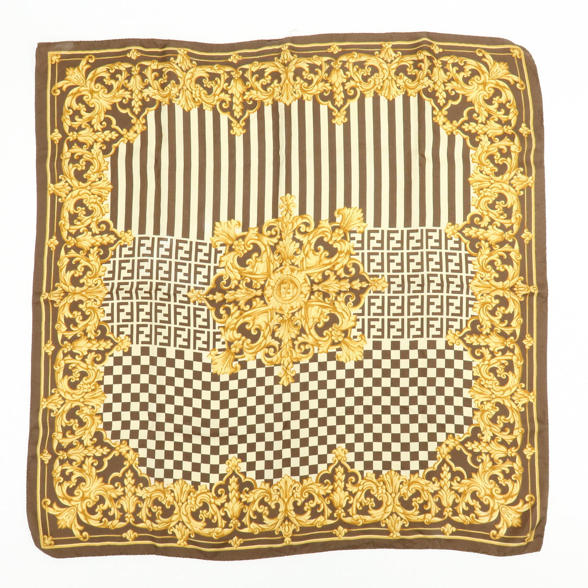 FENDI ETRO Lot of 2 Zucca Pequin Paisley Wool Silk Scarf Stawl