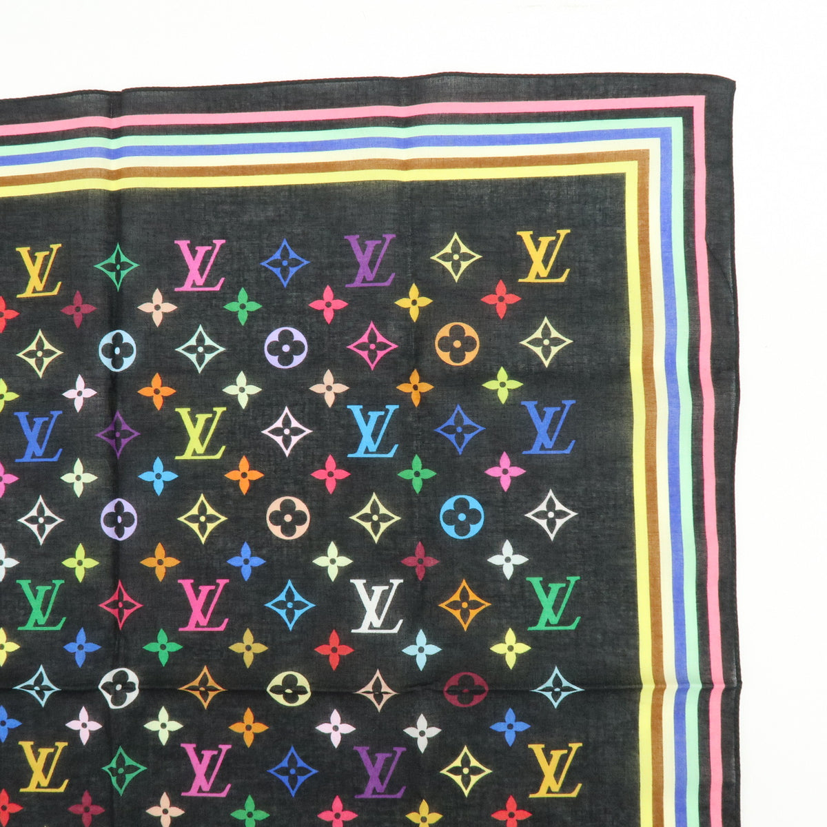 Louis Vuitton Monogram Multicolor Cotton 100% Scarf Handkerchief