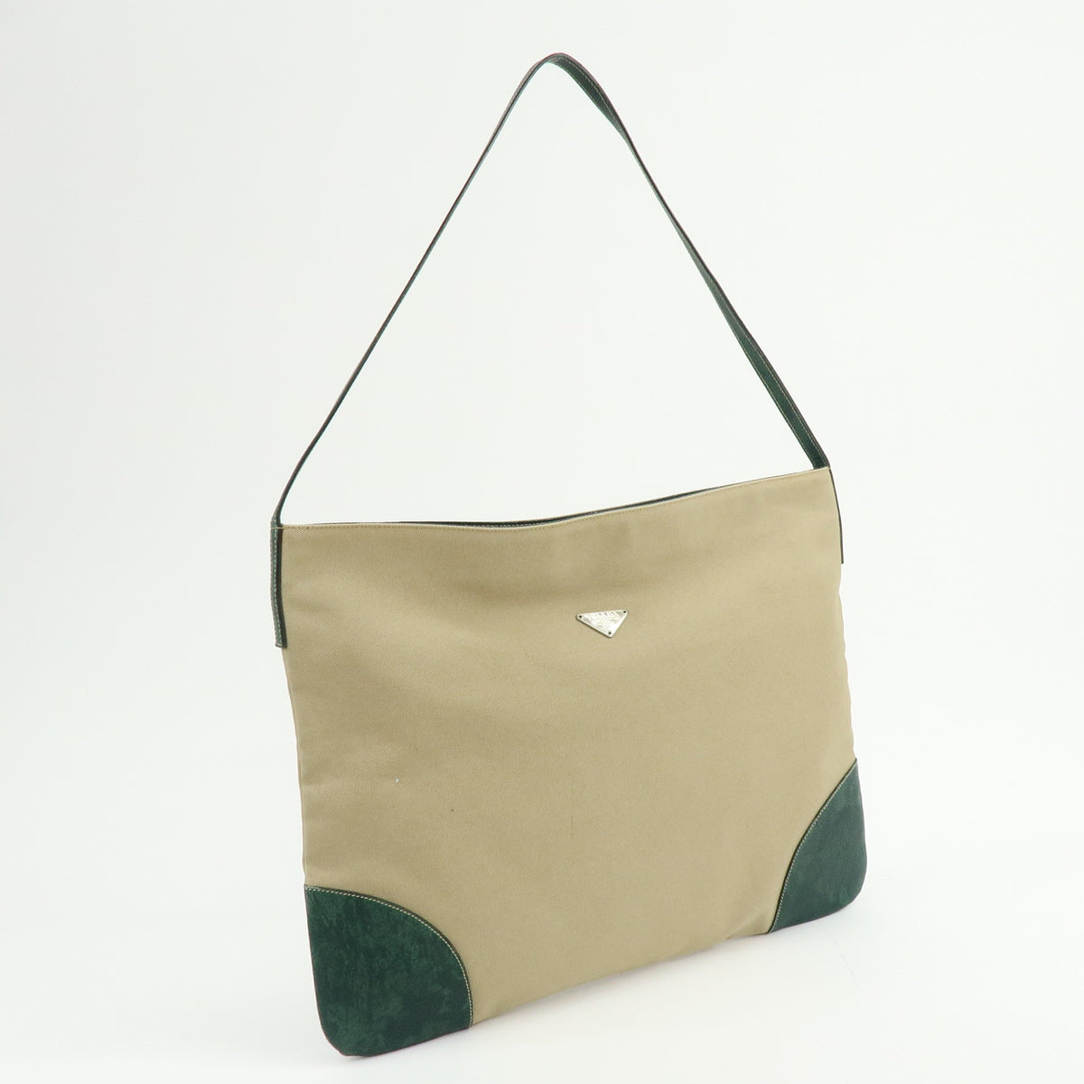 PRADA Triangle Logo Canvas Leather Shoulder Bag Crossbody Bag VS0032