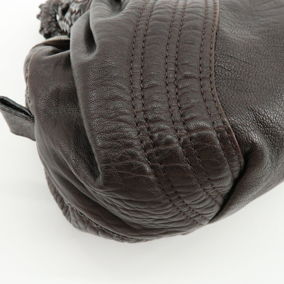 FENDI Zucca Mini Spy Bag Leather Hand Bag Dark Brown 8BL078