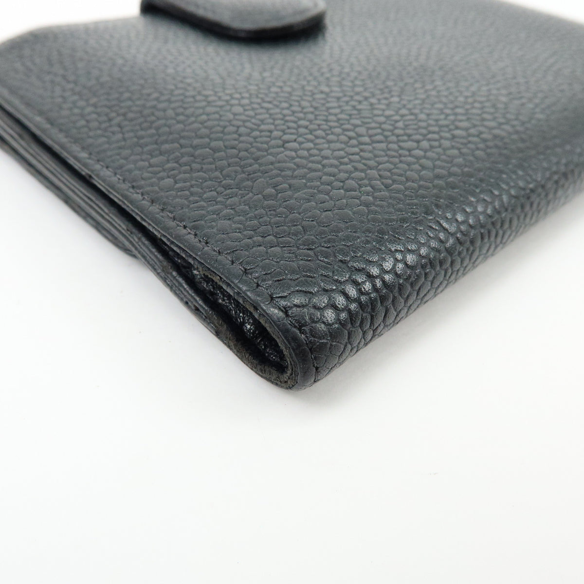 CHANEL COCO Mark Caviarskin Compact Wallet Black A13496