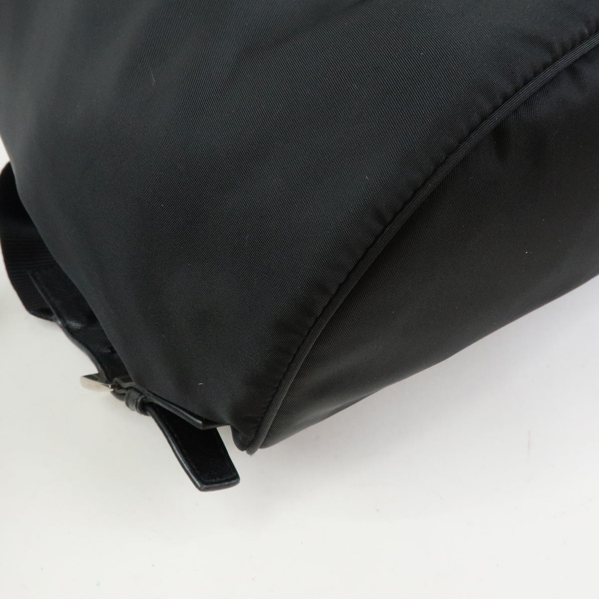 PRADA Triangle Logo Nylon Saffiano Leather Backpack Rucksack Black