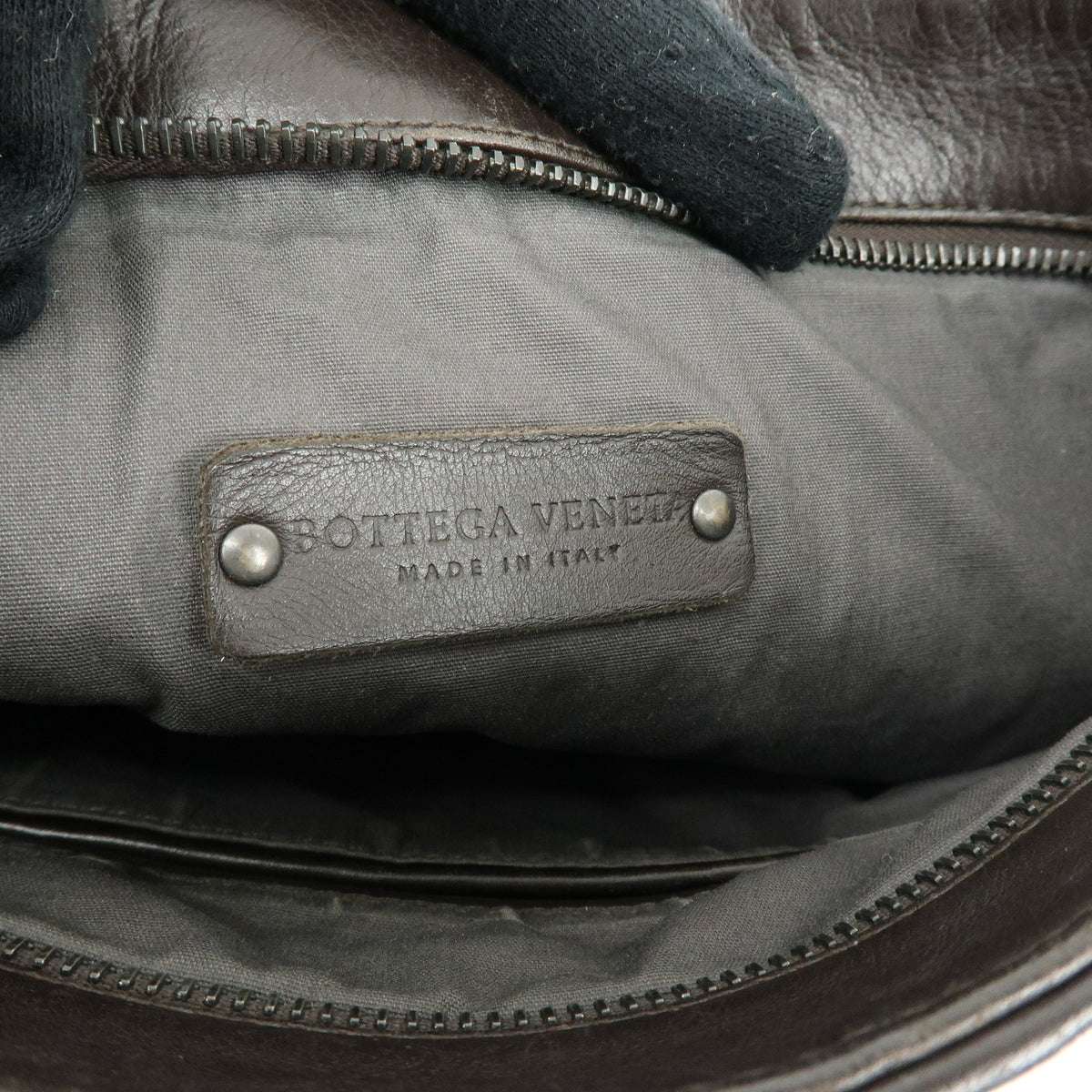 BOTTEGA VENETA Intrecciato Leather Shoulder Crossbody Bag Dark Brown