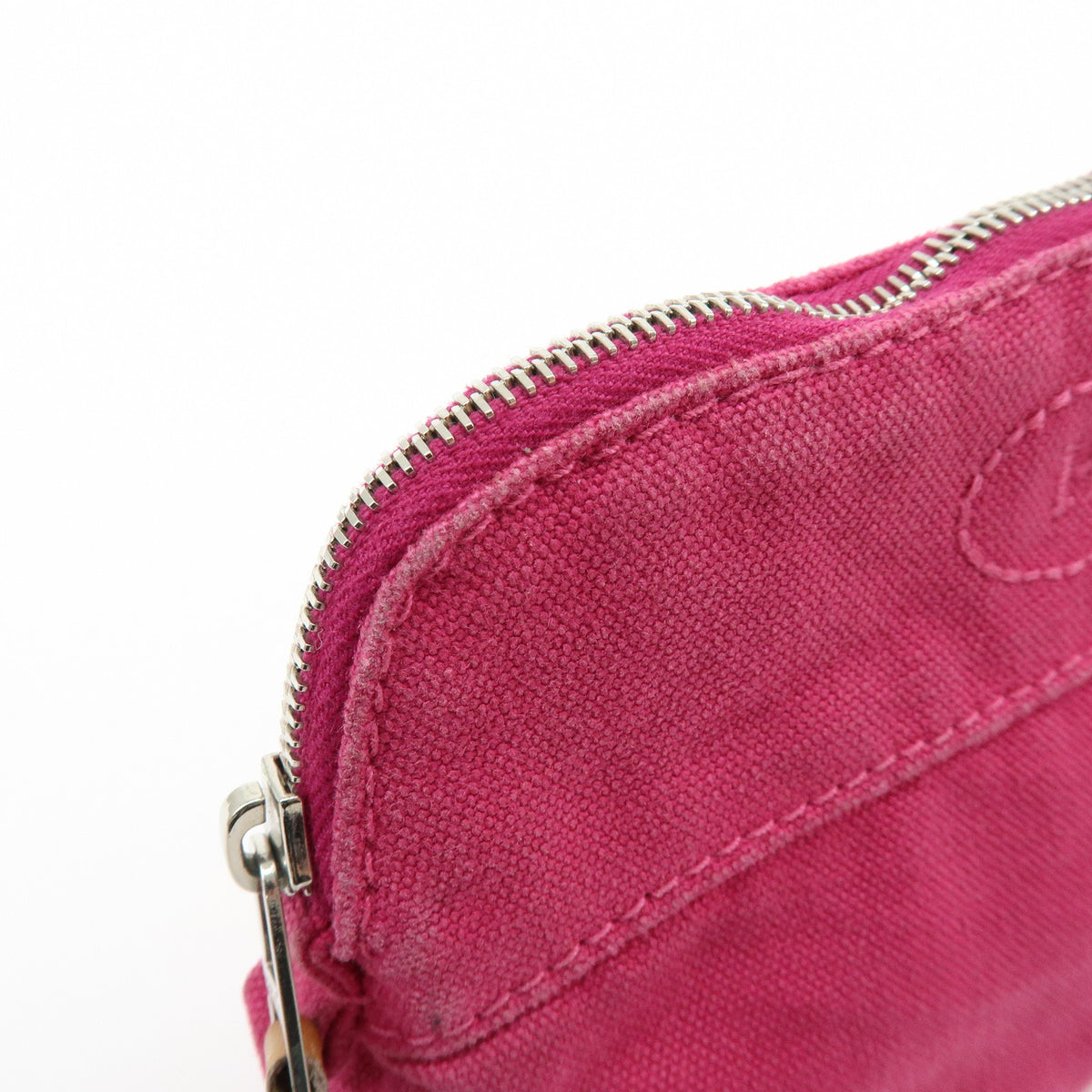 HERMES Bolide Pouch Mini Mini 16 Canvas Leather Cosmetic Pouch Pink