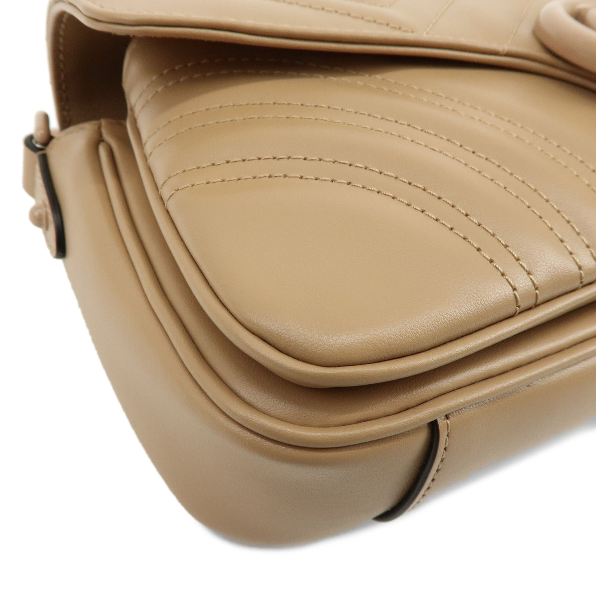 GUCCI GG Marmont Leather Chain Shoulder Bag Beige 826098