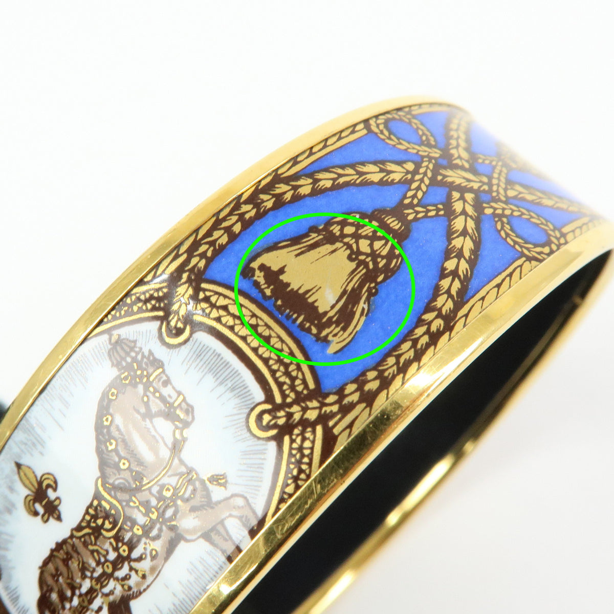 HERMES Email GM Gold Plated Bracelet Bangle Blue Gold