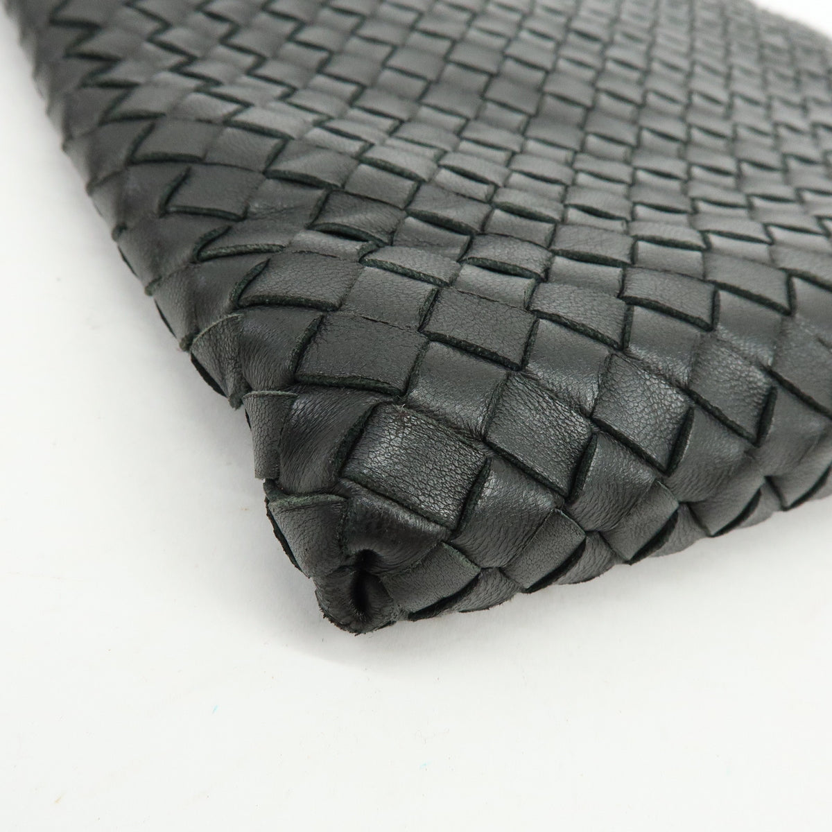 BOTTEGA VENETA Intrecciato Canvas Leather Shoulder Bag Black 172736