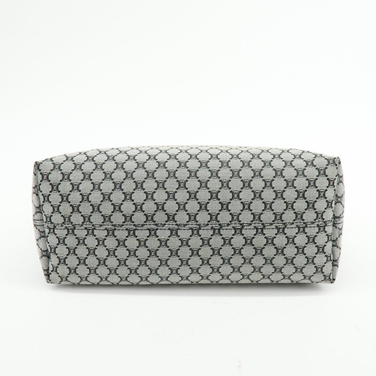 CELINE Macadam Canvas Leather Tote Bag Hand Bag Grey Black