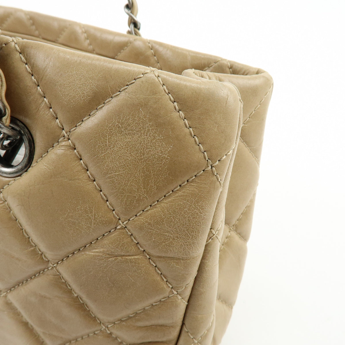 CHANEL COCO Mark Matelasse Chain Shoulder Bag Tote Bag Beige Silver