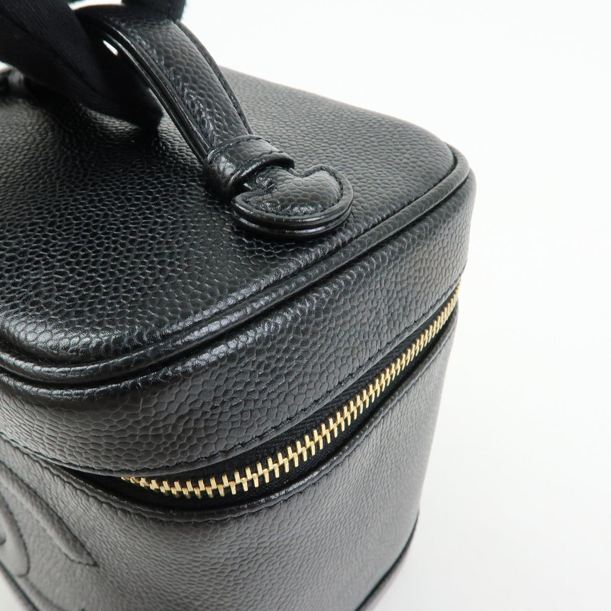 CHANEL COCO Mark Caviarskin Vanity Bag Hand Bag Black A01998