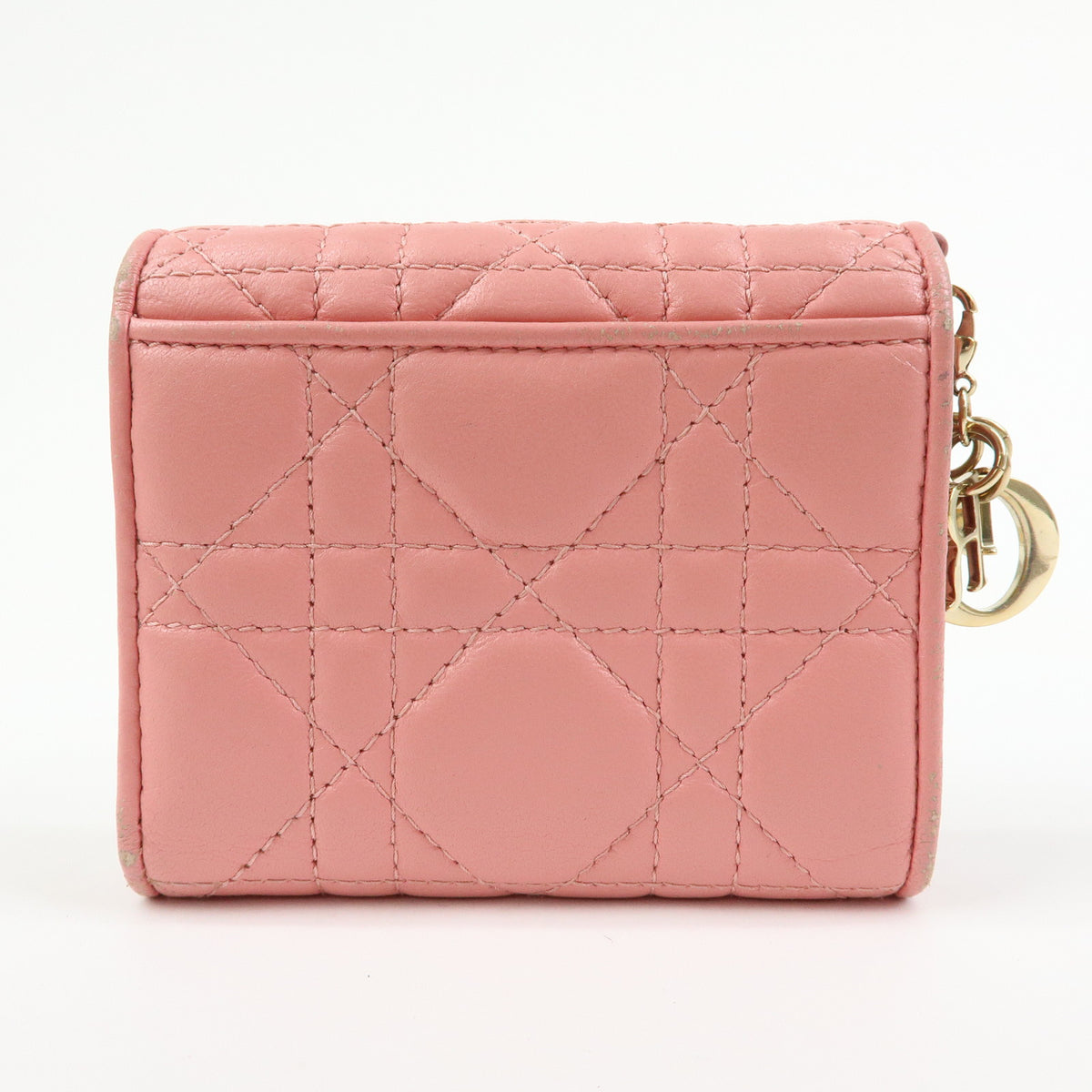 Christian Dior Lady Dior Lotus Cannage Leather Tri-fold Compact Wallet