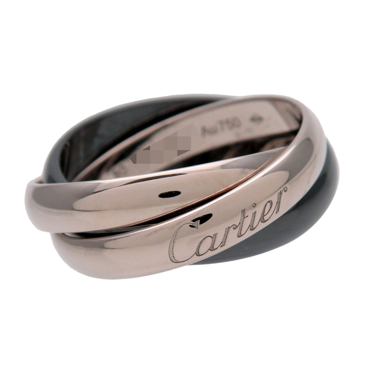 Cartier Trinity Ring MM 750WG BlackCeramic White Gold Black #50 US5.5