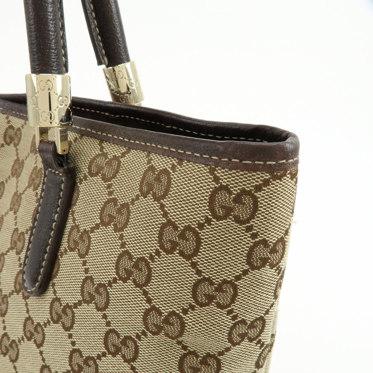 GUCCI Sherry GG Canvas Leather Tote Bag Shoulder Bag Beige Brown 162160