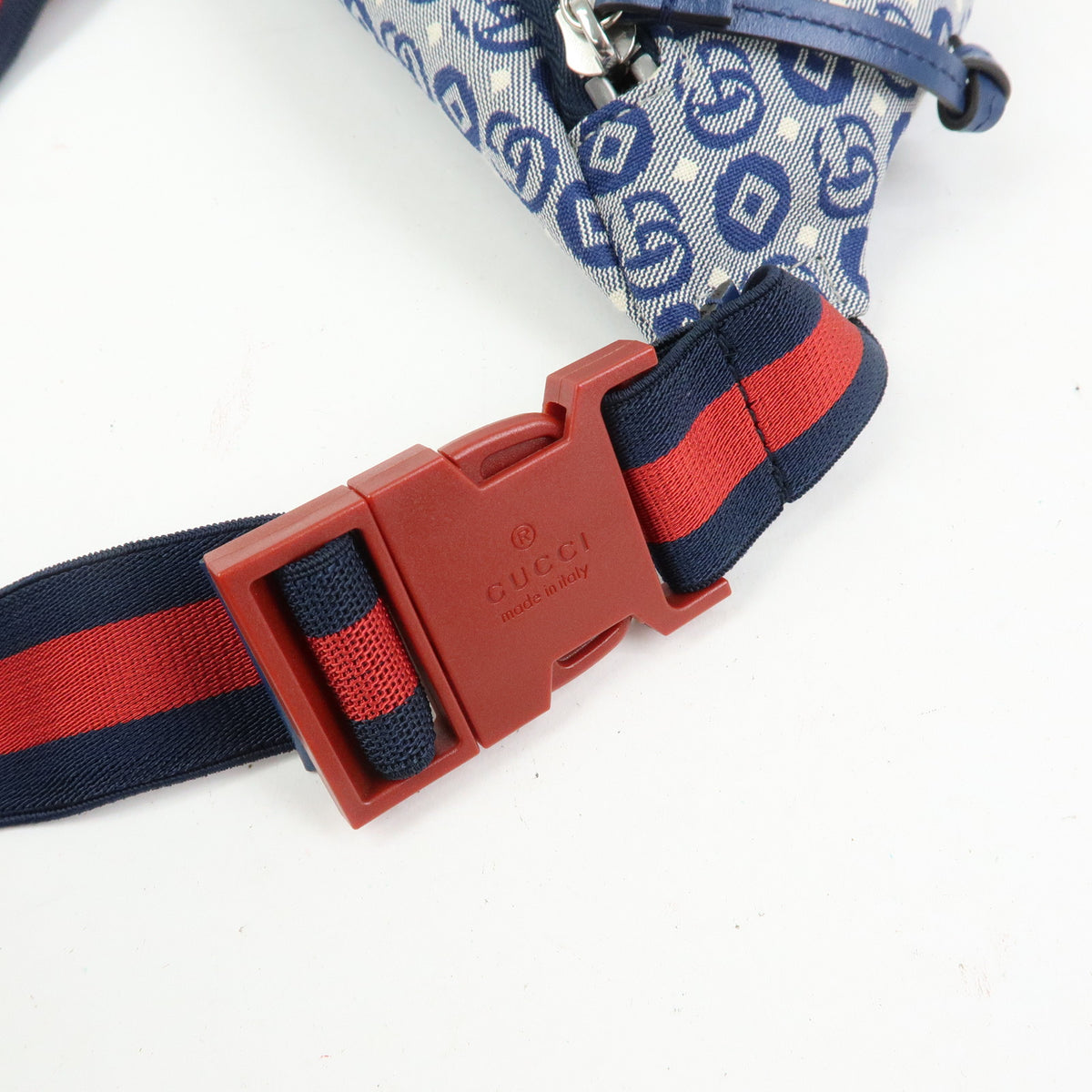 GUCCI Children's Canvas Leather Body Bag Waist Bag Blue 502095