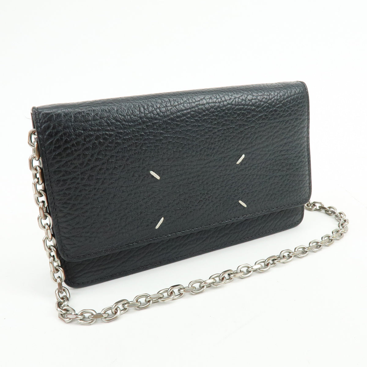 Maison Margiela Four-Stitch Leather Chain Wallet Shoulder Bag Black