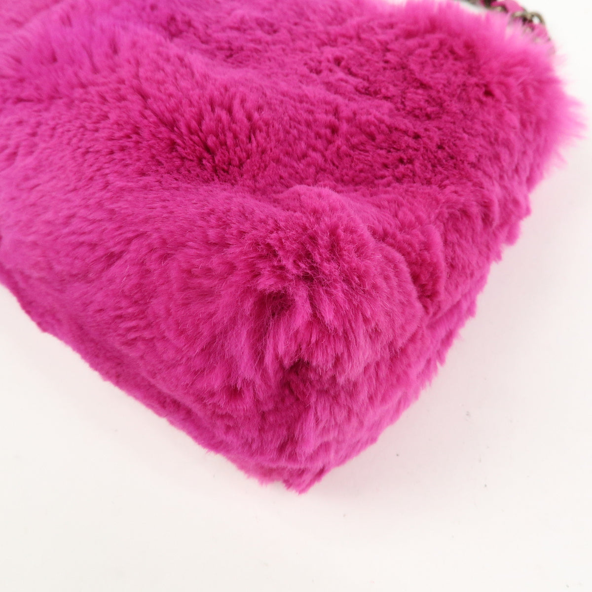 CHANEL Lapin Rabbit Fur Leather Chain Shoulder Bag Puple