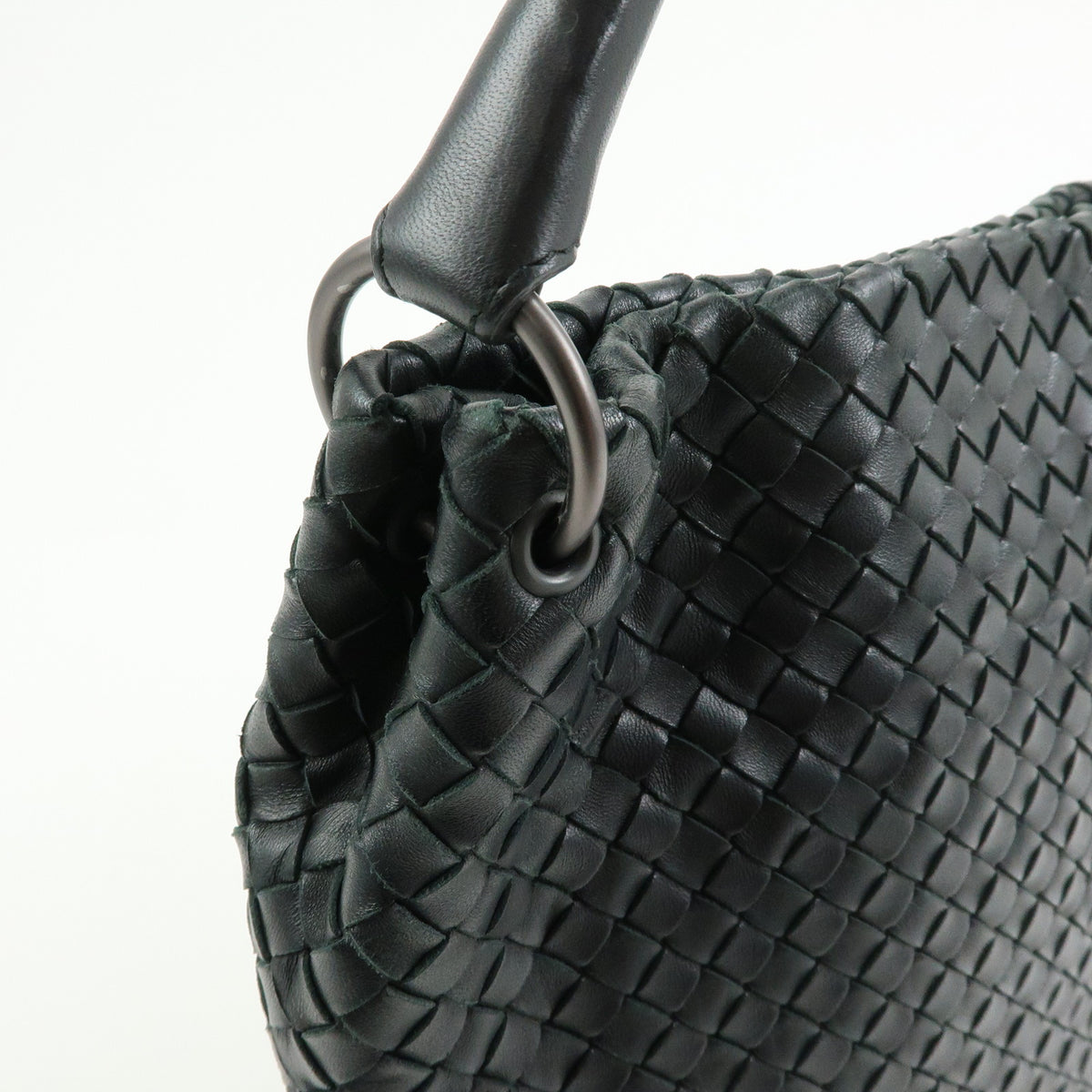 BOTTEGA VENETA Intrecciato Leather Bucket Bag Hand Bag Black 255690