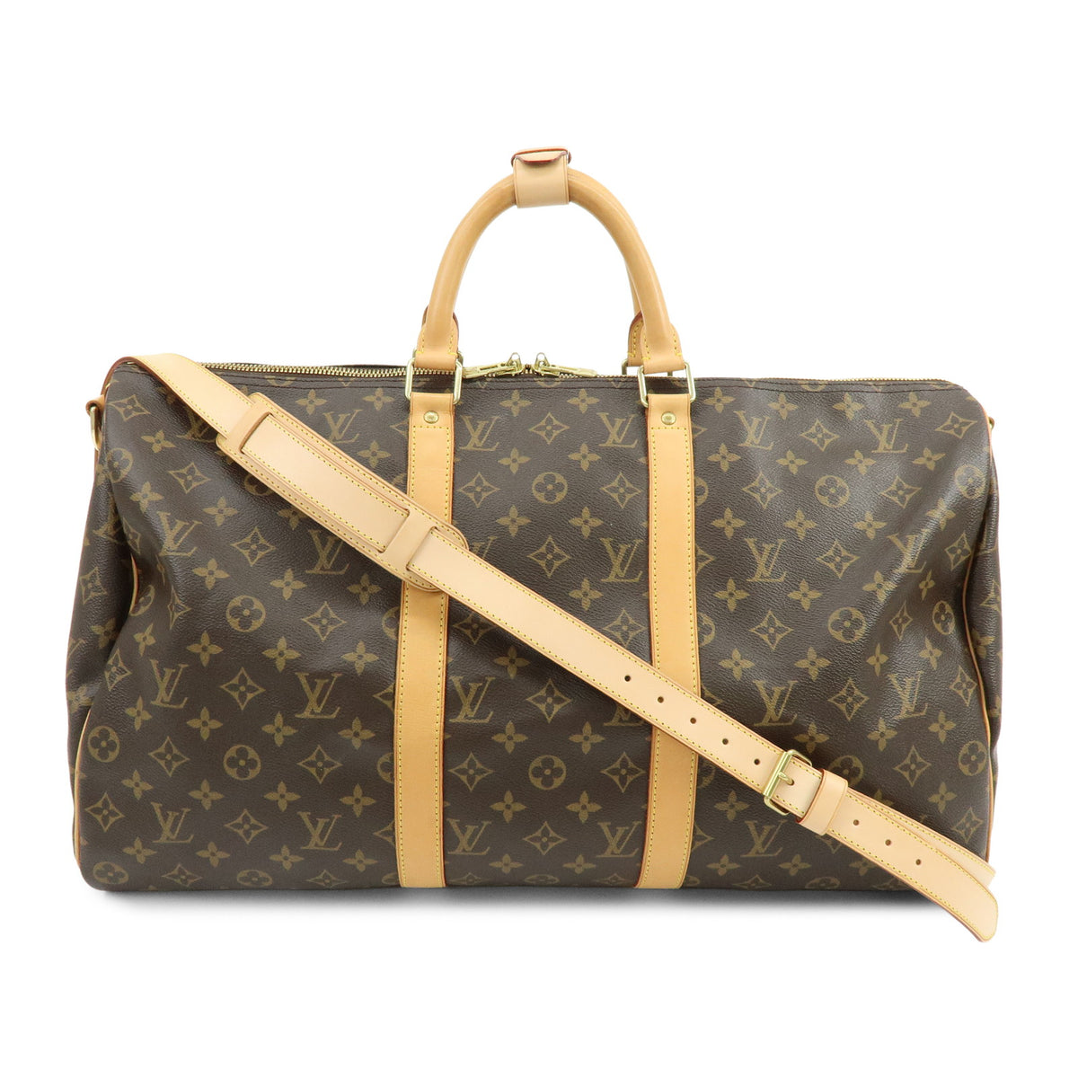 Louis Vuitton Monogram Keep All Bandouliere 50 Boston Bag Brown M41416