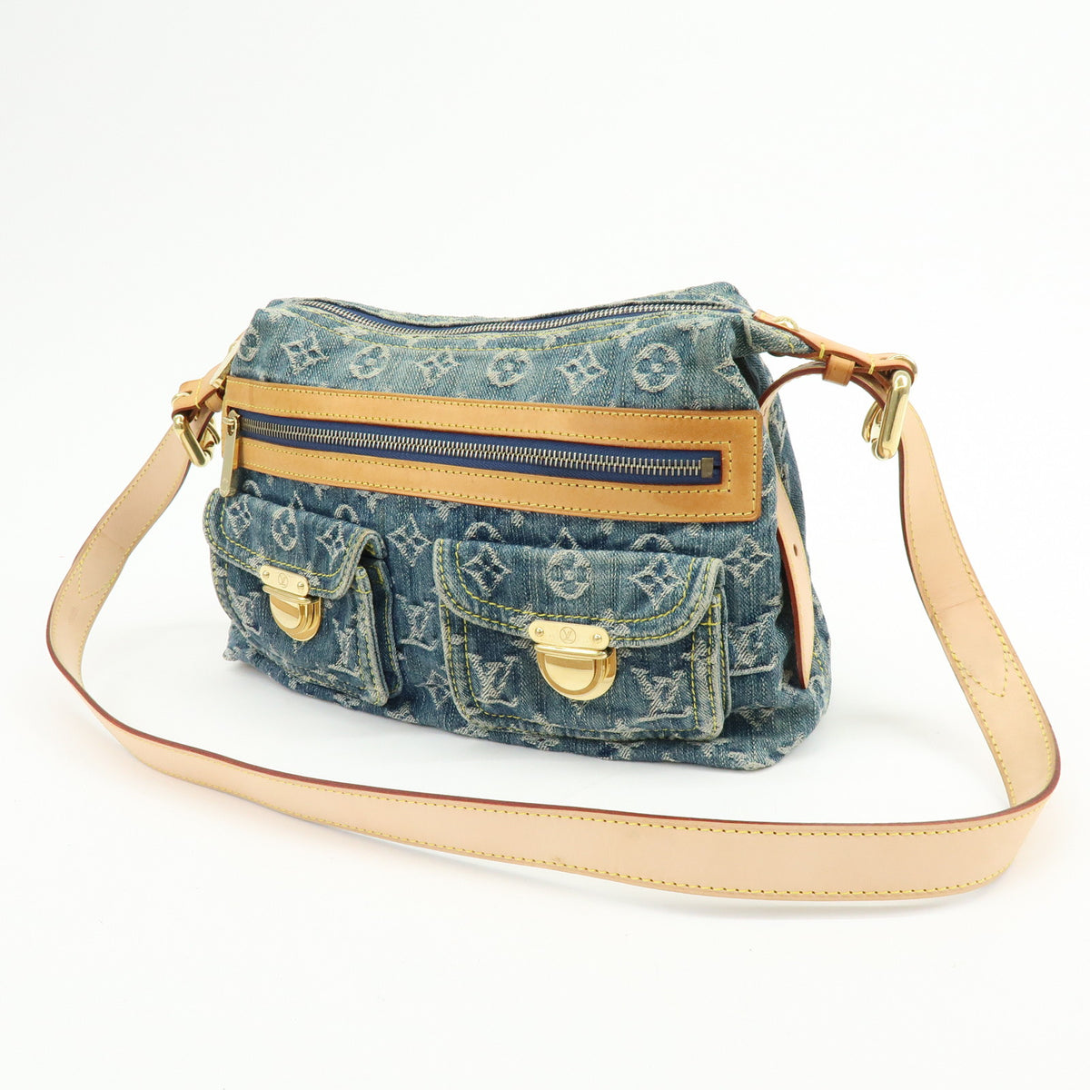 Louis Vuitton Monogram Denim Baggy PM 2Way Shoulder Bag Blue M95049 Lot
