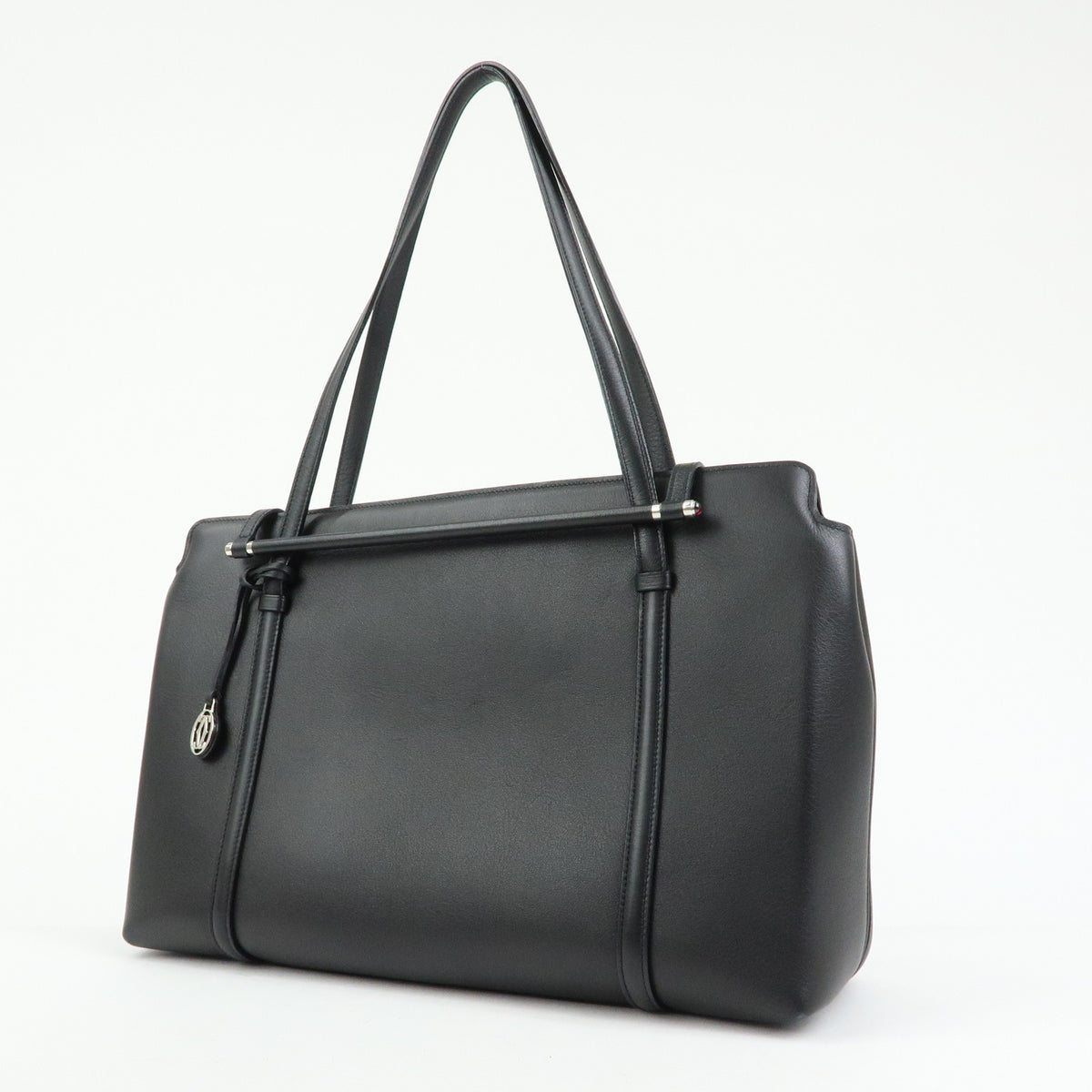 Cartier Cabochon Leather Tote Bag Shoulder Bag Hand Bag Black