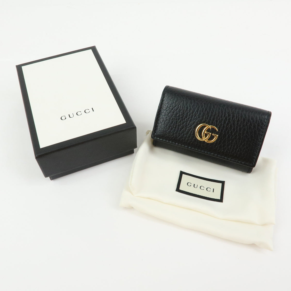 GUCCI Double G Leather 6 Ring Key Case Key Holder Black 456118