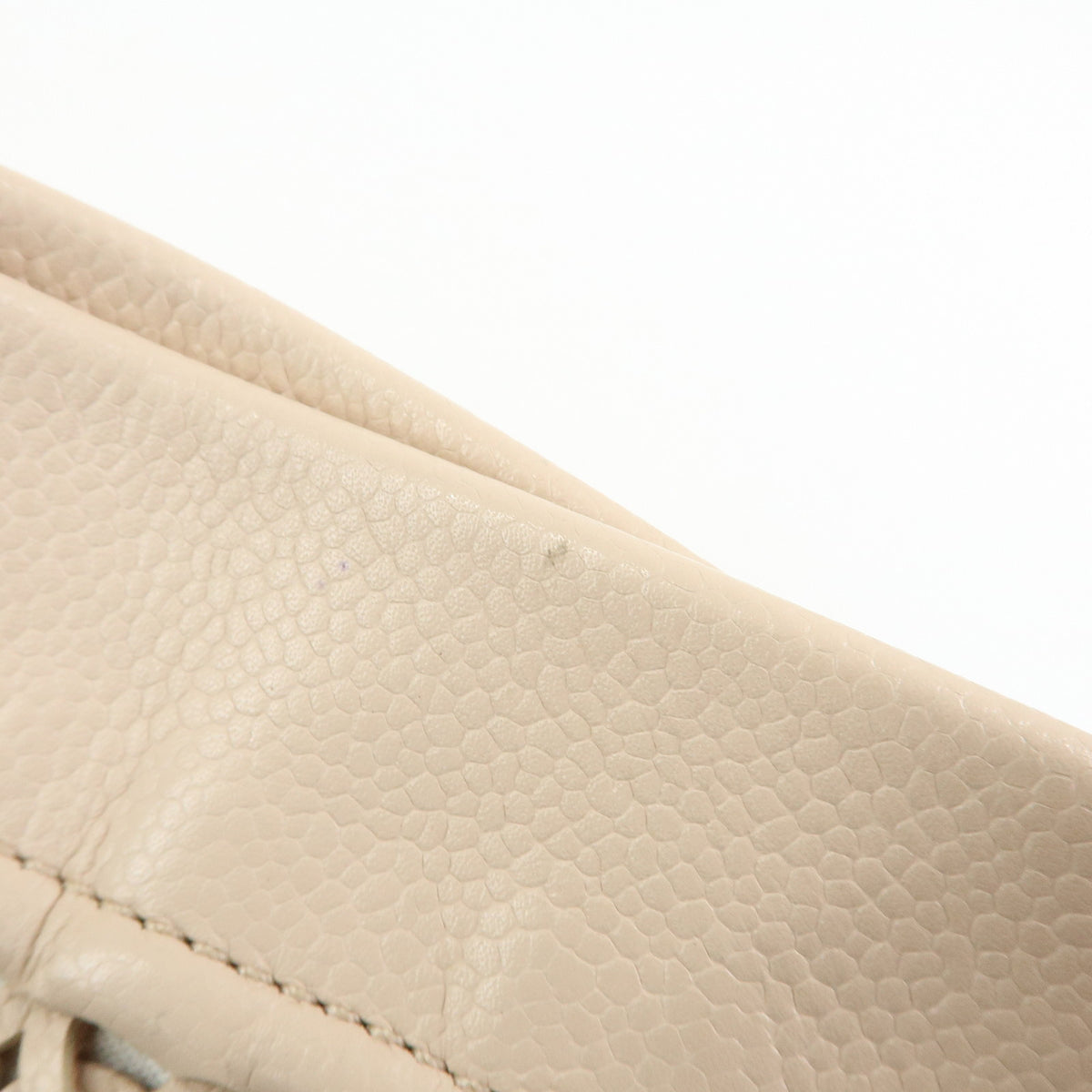 CHANEL Caviarskin Mesh CC Charm Chain Shoulder Bag Beige A28002