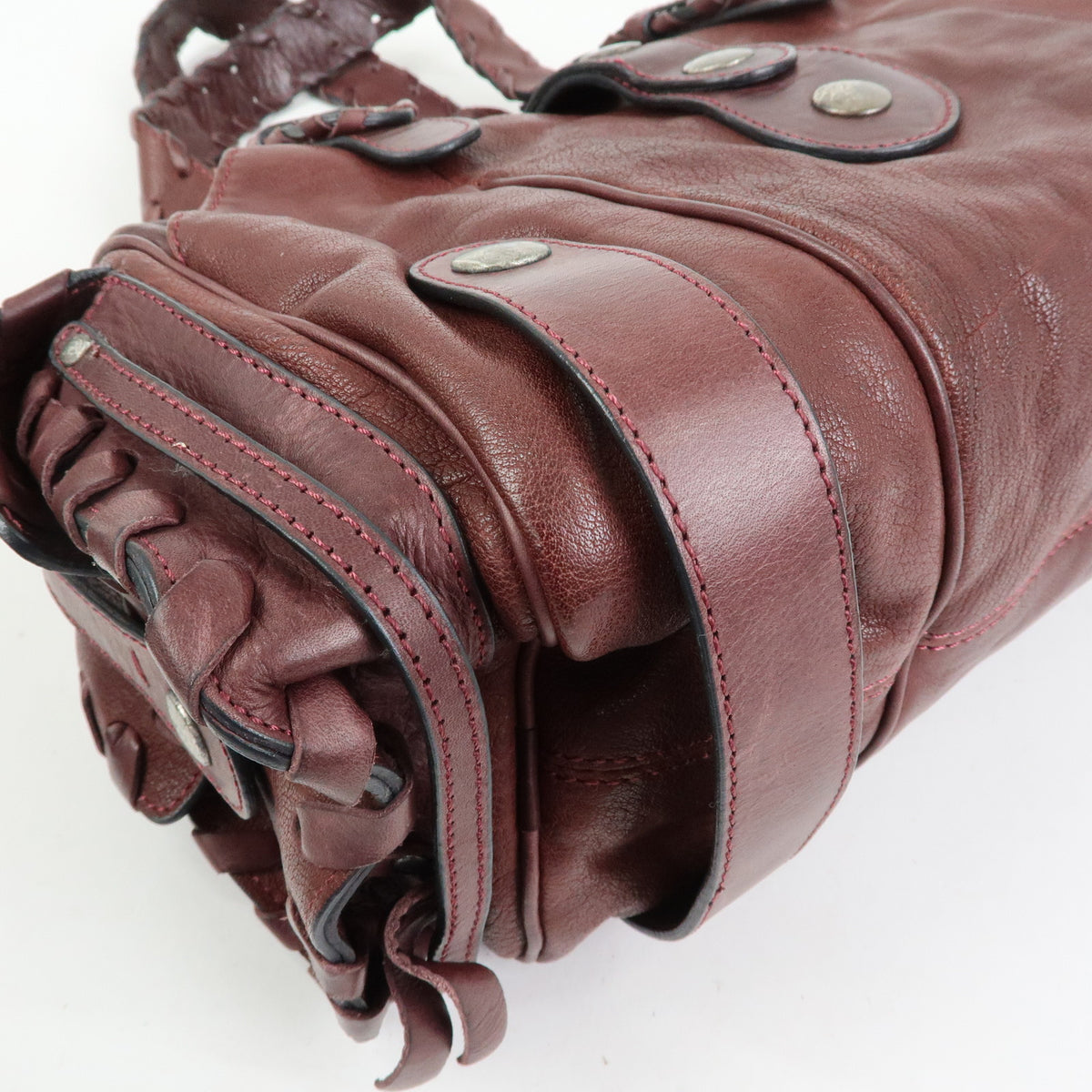 Chloe Silverado Leather Boston Bag Shoulder Hand Bag Brown