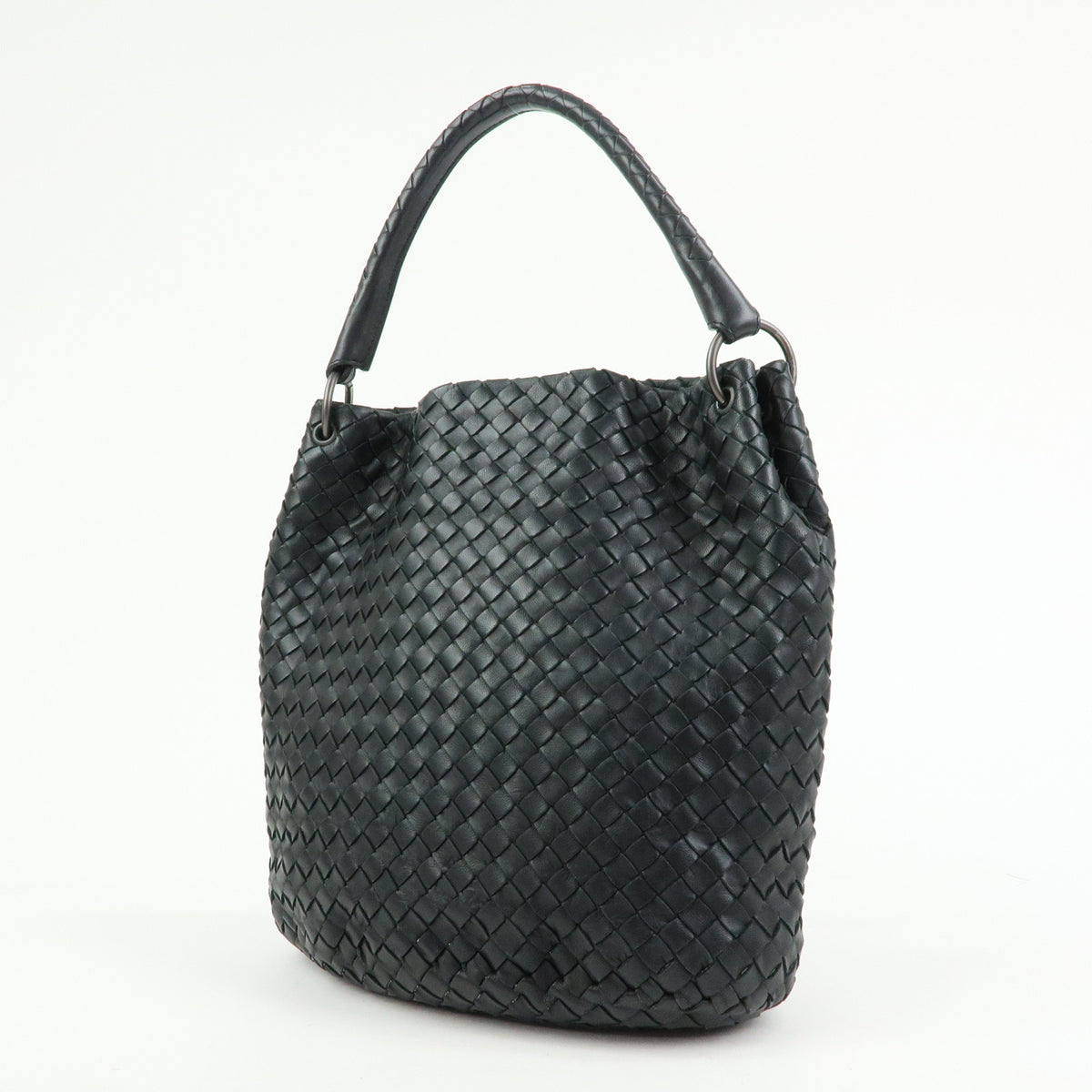 BOTTEGA VENETA Intrecciato Leather Bucket Bag Hand Bag Black 255690