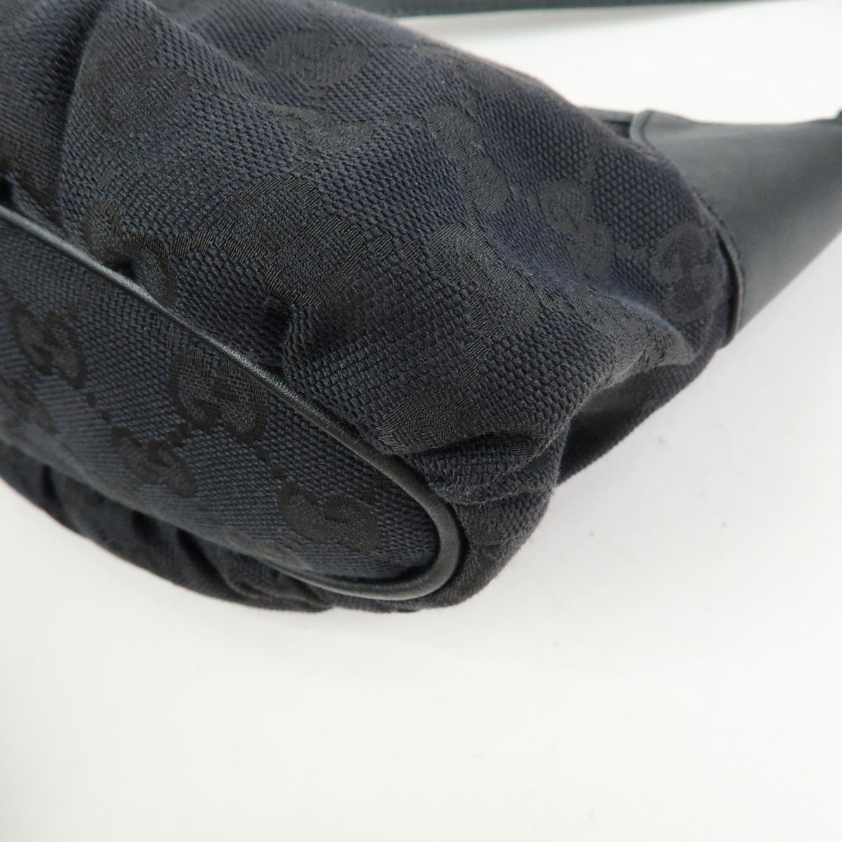 GUCCI Sherry GG Canvas Leather Accessory Pouch Hand Bag Black 224093