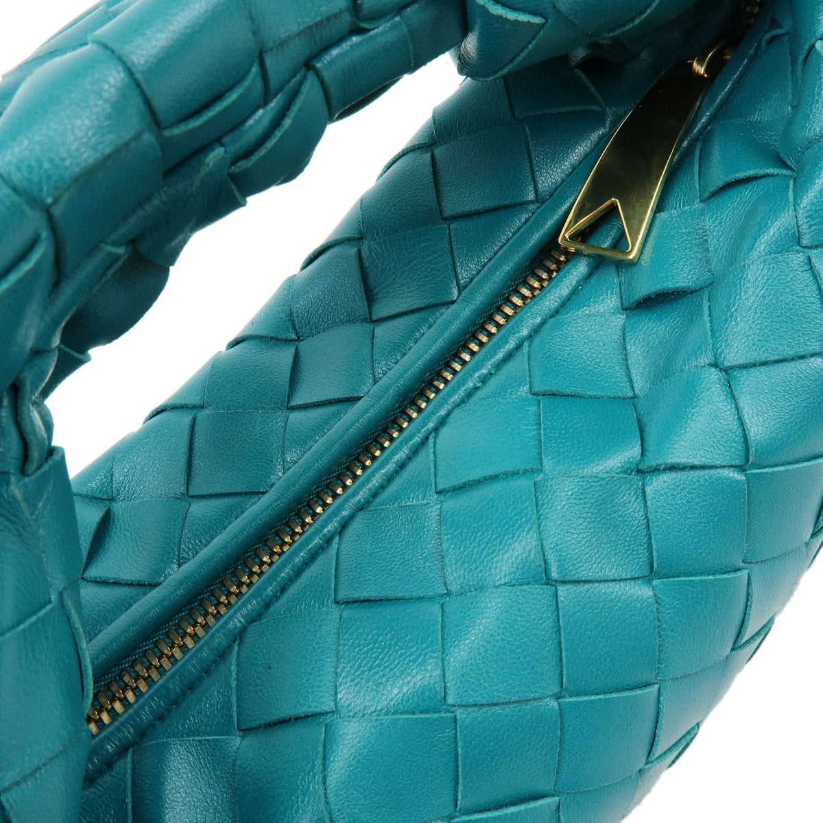 BOTTEGA VENETA Mini Jodie Intrecciato Leather Hand Bag Turquoise Blue