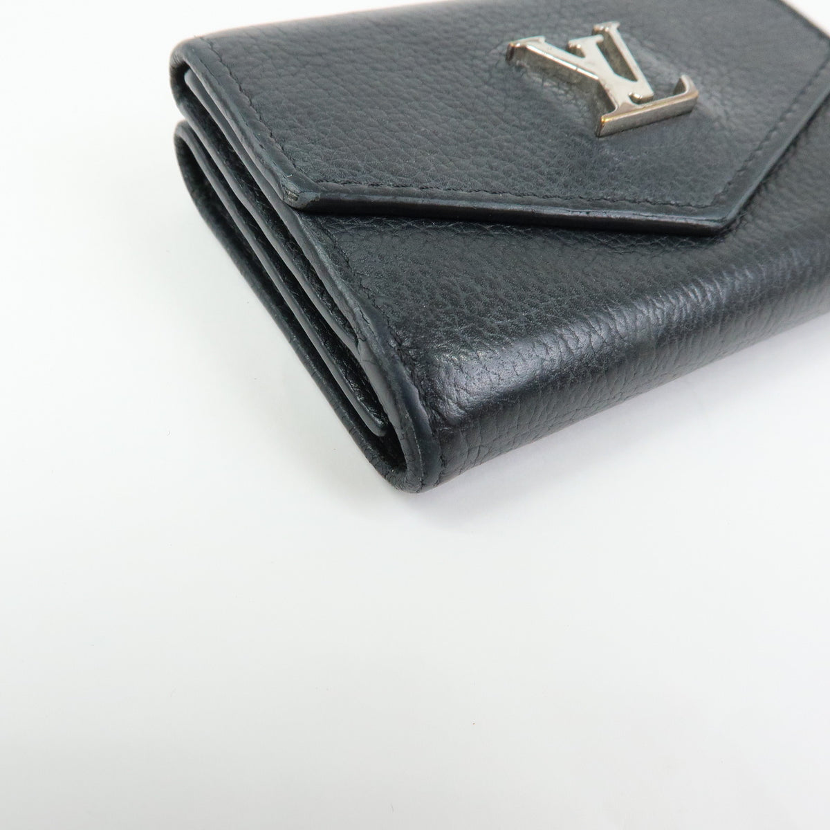 Louis Vuitton Logo Portefeuille Lock Mini Compact Wallet Noir M63921