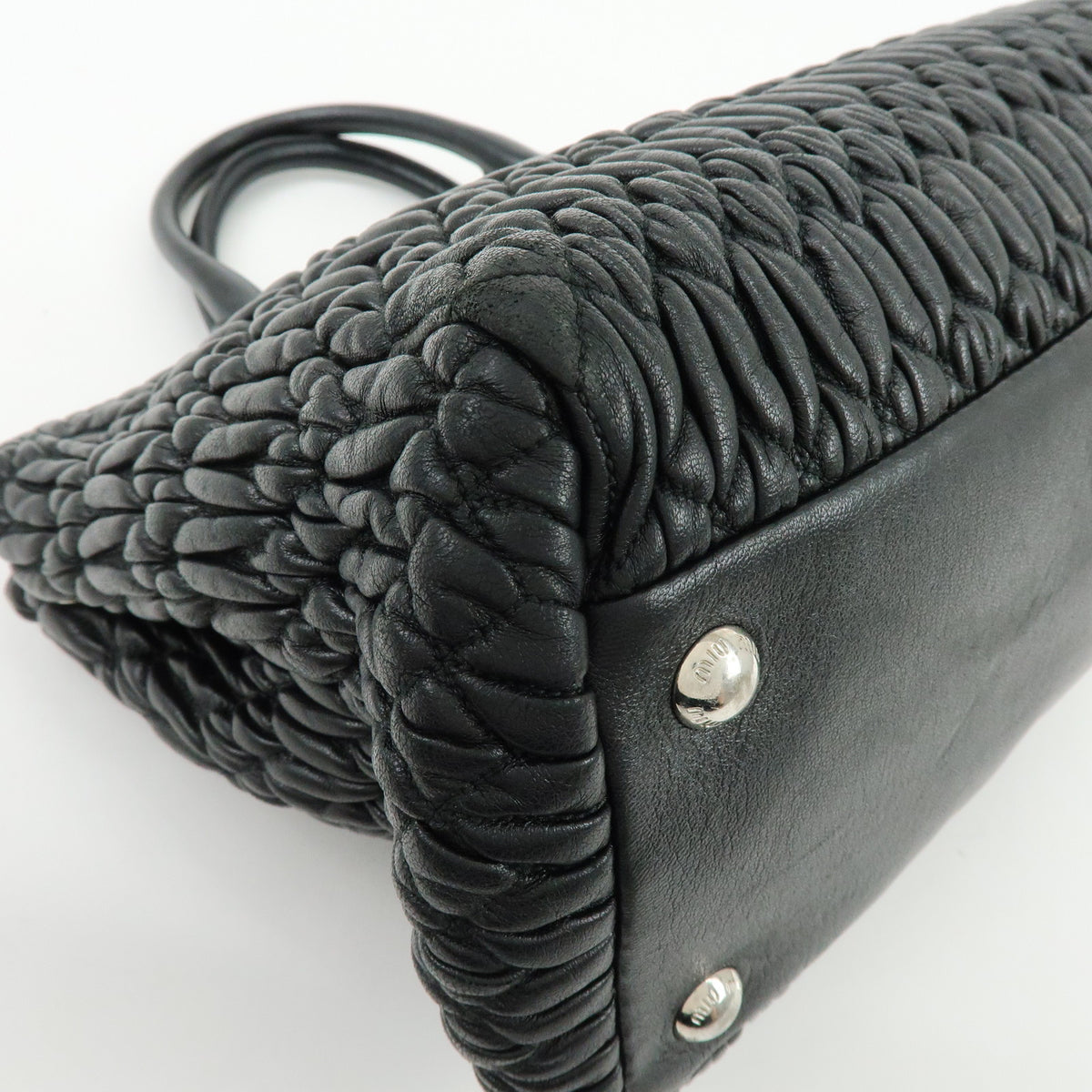 MIU MIU Matelasse Leataher 2Way Bag Hand Bag Shoulder Bag Black