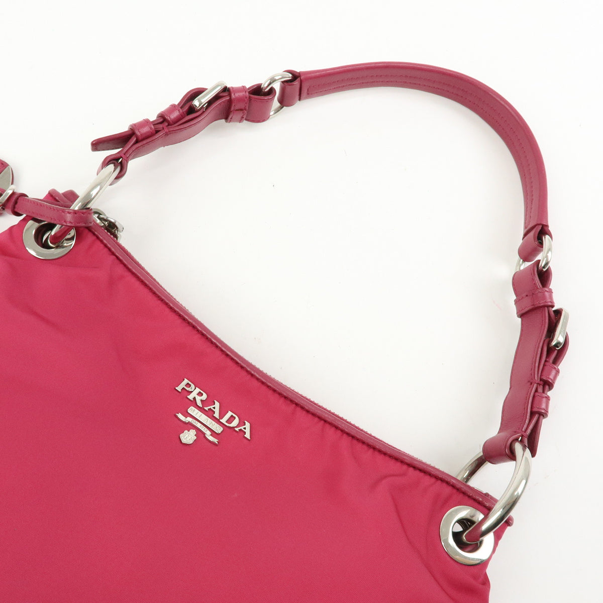 PRADA Logo Nylon Leather Shoulder Bag Hand Bag Pink